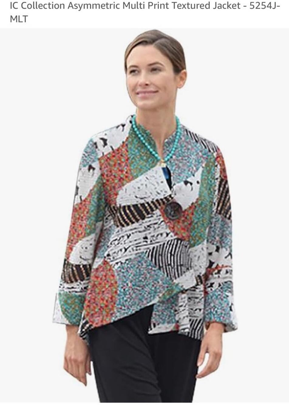Connie K Women’s Large Cardigan Open Weave Cutout Prints Sweater Hippie BOHO 90s